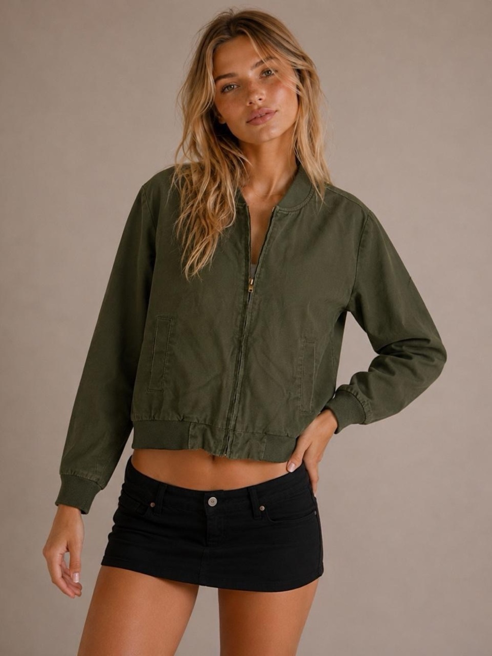 Olive Green Women's Bomber Jacket